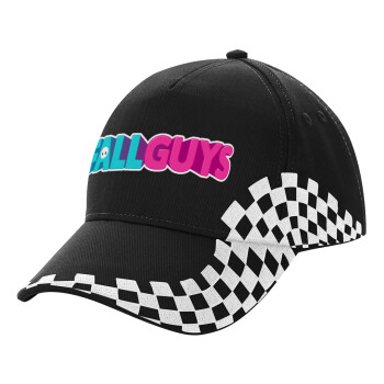 FALL GUYS, Adult Ultimate BLACK RACING Cap, (100% COTTON DRILL, ADULT, UNISEX, ONE SIZE)