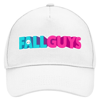 FALL GUYS, Adult Baseball Cap, Drill, White (100% COTTON, ADULT, UNISEX, ONE SIZE)