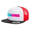 Adult Foam Flat Snapback with Mesh Black-White-Red (POLYESTER, ADULT, UNISEX, ONE SIZE)