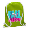 Backpack bag GYMBAG LIME GREEN, with pocket (40x48cm) & thick cords