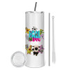 Tumbler stainless steel 600ml, with metal straw & cleaning brush