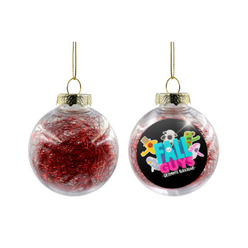 FALL GUYS, Transparent Christmas tree ball ornament with red filling 8cm