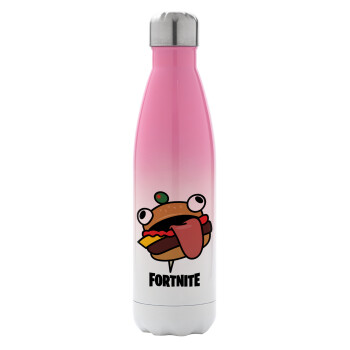 Fortnite Durr Burger, Metal mug thermos Pink/White (Stainless steel), double wall, 500ml