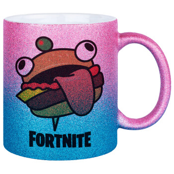 Fortnite Durr Burger, Κούπα Χρυσή/Μπλε Glitter, κεραμική, 330ml