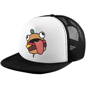 Fortnite Durr Burger, Child's Soft Trucker Hat with BLACK/WHITE Mesh (POLYESTER, CHILD, ONE SIZE)