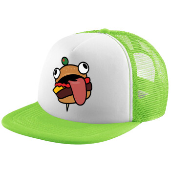 Fortnite Durr Burger, Child's Soft Trucker Hat with Green/White Mesh (POLYESTER, CHILDREN'S, ONE SIZE)