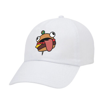 Fortnite Durr Burger, Adult Baseball Cap White 5-panel (POLYESTER, ADULT, UNISEX, ONE SIZE)