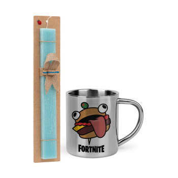 Fortnite Durr Burger, Easter Set, metallic thermal cup (300ml) & aromatic flat Easter candle (30cm) (TURQUOISE)