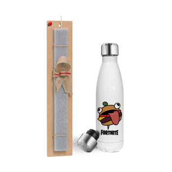 Fortnite Durr Burger, Easter candle, metallic white thermos bottle (500ml) & aromatic flat candle (30cm) (GRAY)