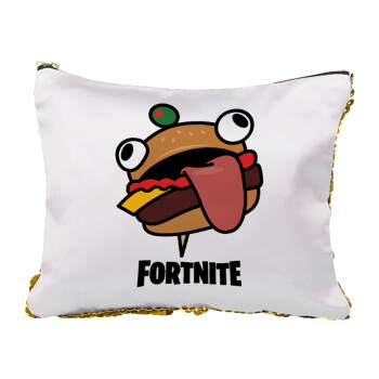 Fortnite Durr Burger, Sequin Gold Pouch Cosmetic Bag