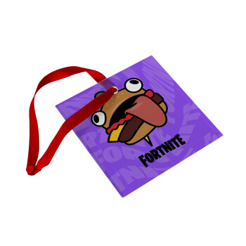 Fortnite Durr Burger, Christmas ornament, glass square ornament 9x9cm