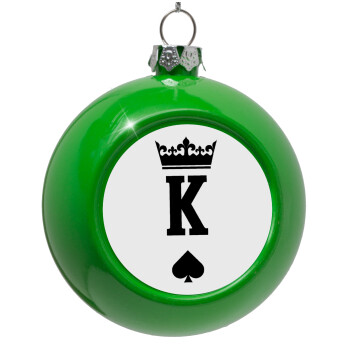 King, Green Christmas tree ornament bauble 8cm