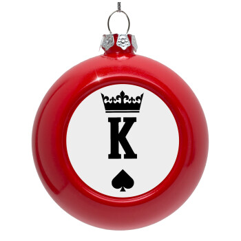 King, Red Christmas tree ornament bauble 8cm