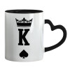 Mug heart black handle, ceramic, 330ml