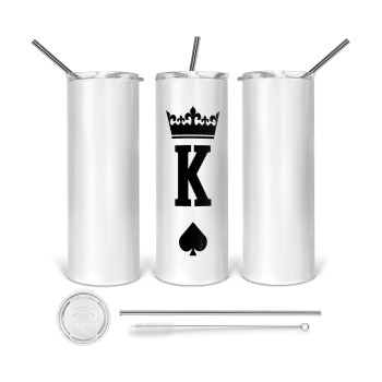 King, Tumbler ποτήρι θερμό από ανοξείδωτο ατσάλι 600ml, με μεταλλικό καλαμάκι & βούρτσα καθαρισμού