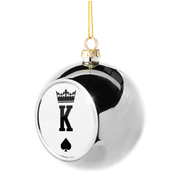 King, Silver 8cm Christmas tree ball ornament