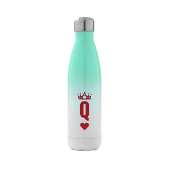 Queen, Metal mug thermos Green/White (Stainless steel), double wall, 500ml