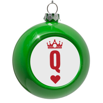 Queen, Green Christmas tree ornament bauble 8cm