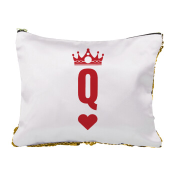 Queen, Sequin Gold Pouch Cosmetic Bag