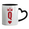 Mug heart black handle, ceramic, 330ml