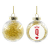 Transparent Christmas tree ball ornament with gold filling 8cm