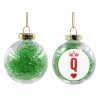 Transparent Christmas tree ball ornament with green filling 8cm