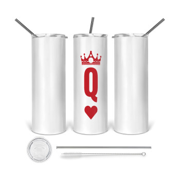 Queen, Tumbler ποτήρι θερμό από ανοξείδωτο ατσάλι 600ml, με μεταλλικό καλαμάκι & βούρτσα καθαρισμού