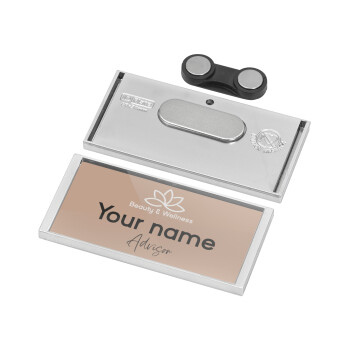 Spa Beauty & Wellness, Name Tags/Badge Silver με μαγνήτη ασφαλείας (75x36mm)