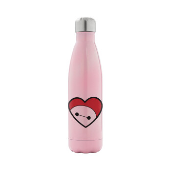 Baymax heart, Metal mug thermos Pink Iridiscent (Stainless steel), double wall, 500ml