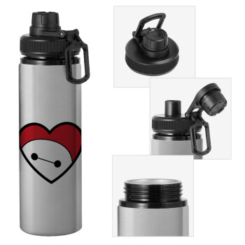 Baymax heart, Metallic water bottle with safety cap, 850ml aluminum