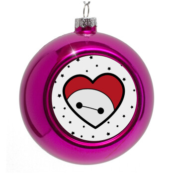 Baymax heart, Purple Christmas tree ornament bauble 8cm