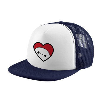 Baymax heart, Adult Soft Trucker Hat with Dark Blue/White Mesh (POLYESTER, ADULT, UNISEX, ONE SIZE)