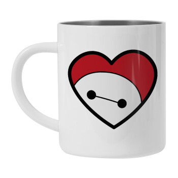 Baymax heart, Mug Stainless steel double wall 450ml