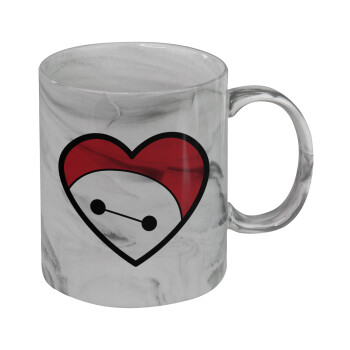 Baymax heart, Mug ceramic marble style, 330ml