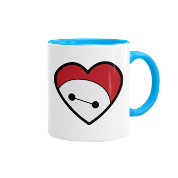 Baymax heart, Mug colored light blue, ceramic, 330ml