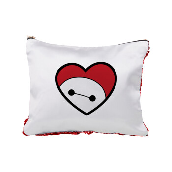 Baymax heart, Red sequin cosmetic bag