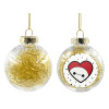 Transparent Christmas tree ball ornament with gold filling 8cm