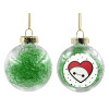 Transparent Christmas tree ball ornament with green filling 8cm