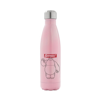 Baymax hi, Metal mug thermos Pink Iridiscent (Stainless steel), double wall, 500ml