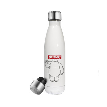 Baymax hi, Metal mug thermos White (Stainless steel), double wall, 500ml
