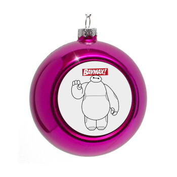 Baymax hi, Purple Christmas tree ornament bauble 8cm