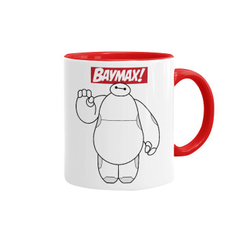 Baymax hi, Κούπα χρωματιστή κόκκινη, κεραμική, 330ml