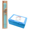 Easter Set, children's snack container BLUE & Easter aromatic flat candle (30cm) (TURQUOISE)