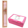 Easter Set, children's snack container PINK & scented flat Easter candle (30cm) (PINK)