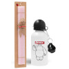 Easter Set, metallic aluminum bottle (500ml) & aromatic flat Easter candle (30cm) (PINK)