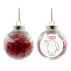 Transparent Christmas tree ball ornament with red filling 8cm