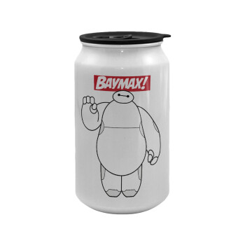 Baymax hi, Κούπα ταξιδιού μεταλλική με καπάκι (tin-can) 500ml