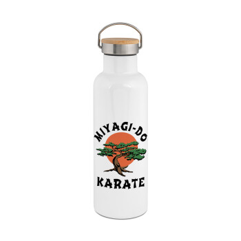 Miyagi-do karate, Stainless steel White with wooden lid (bamboo), double wall, 750ml