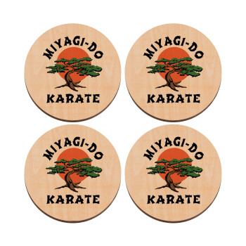 Miyagi-do karate, ΣΕΤ x4 Σουβέρ ξύλινα στρογγυλά plywood (9cm)