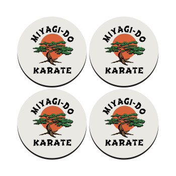 Miyagi-do karate, SET of 4 round wooden coasters (9cm)